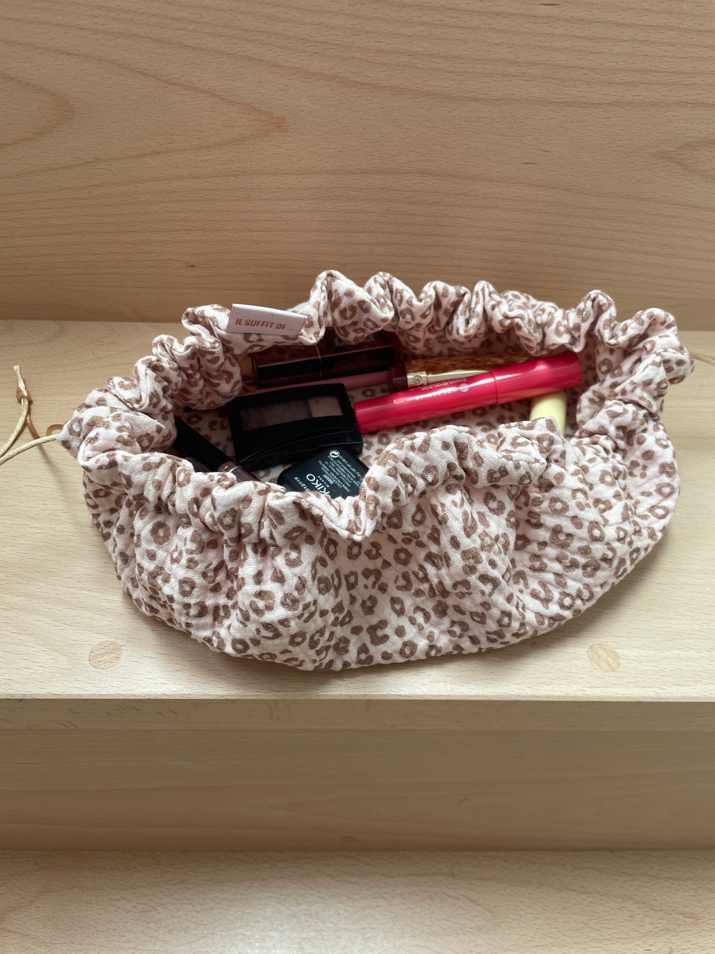 Trousse de Maquillage "Caro" Double gaze motif lĂ©opard đ