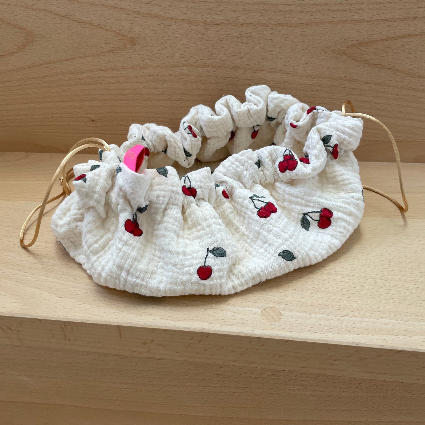 Trousse de Maquillage "Caro" Double gaze crĂšme et motif cerises đ