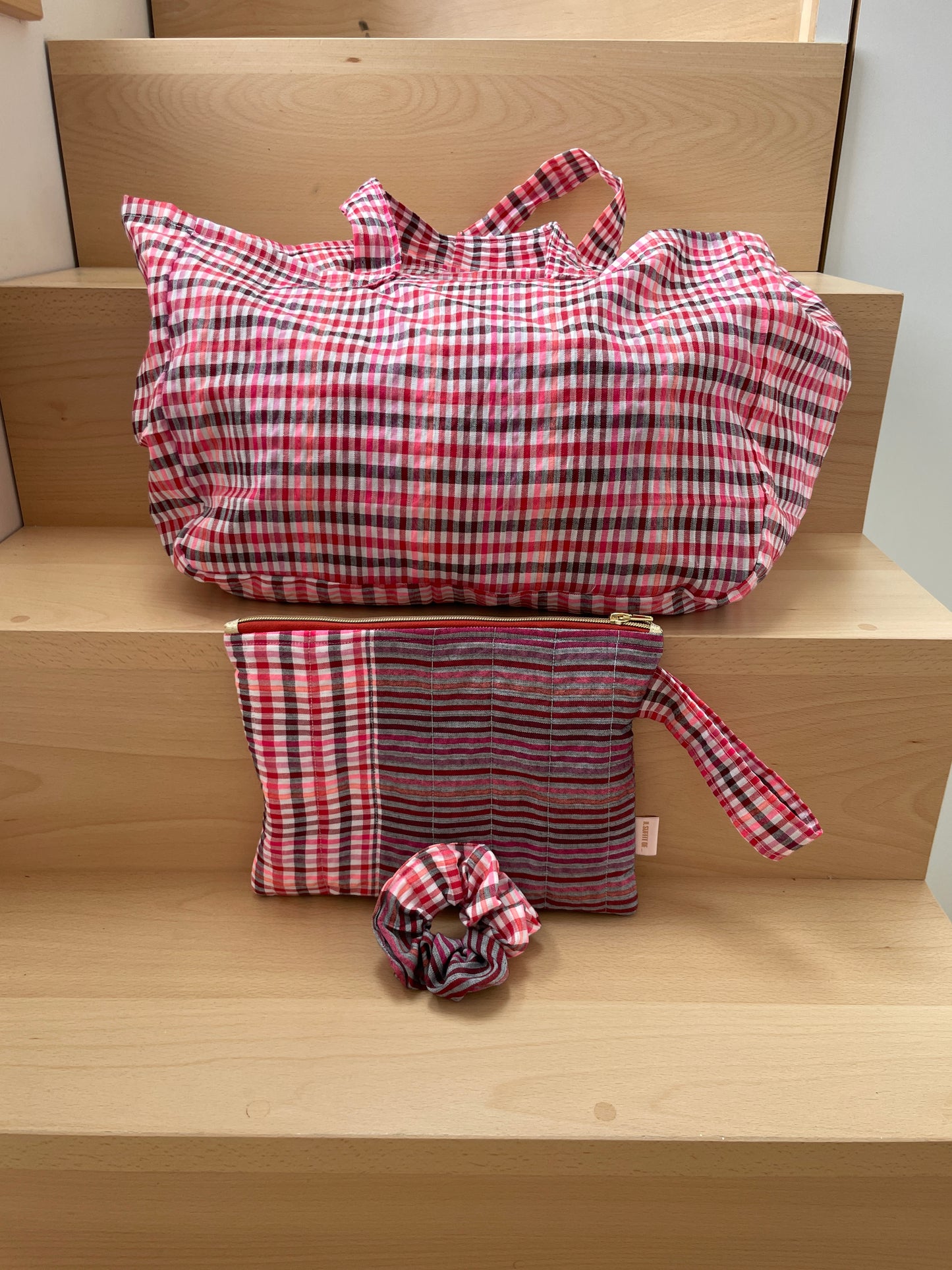 Trio : sac cabas, pochette zippée et chouchou assortis - Coloris 3