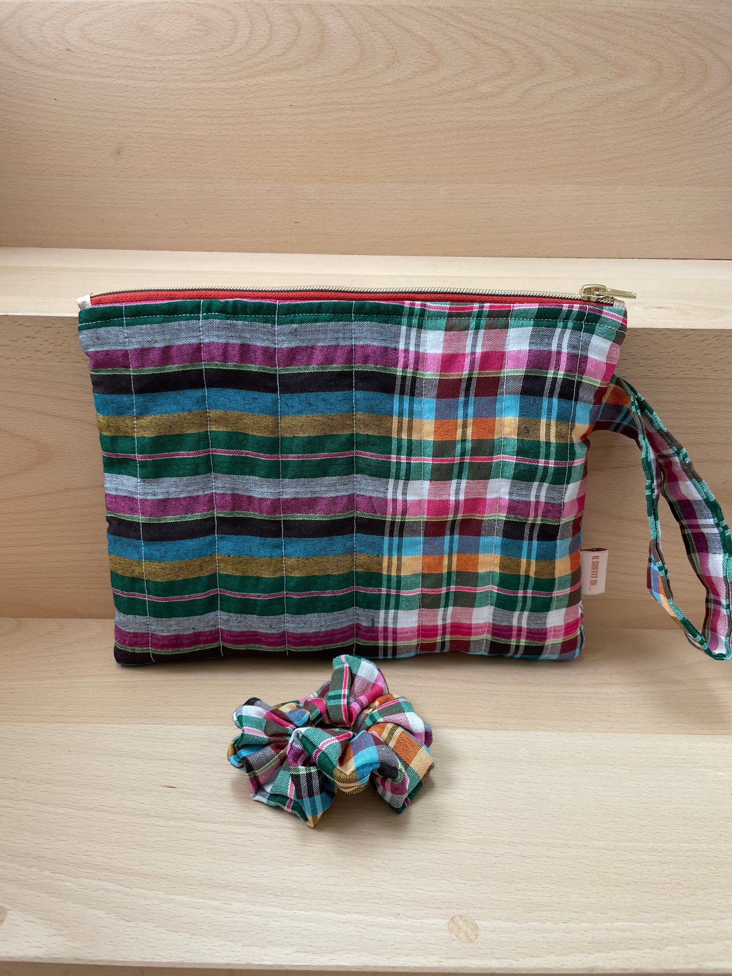 Trio : sac cabas, pochette zippée et chouchou assortis - Coloris 2