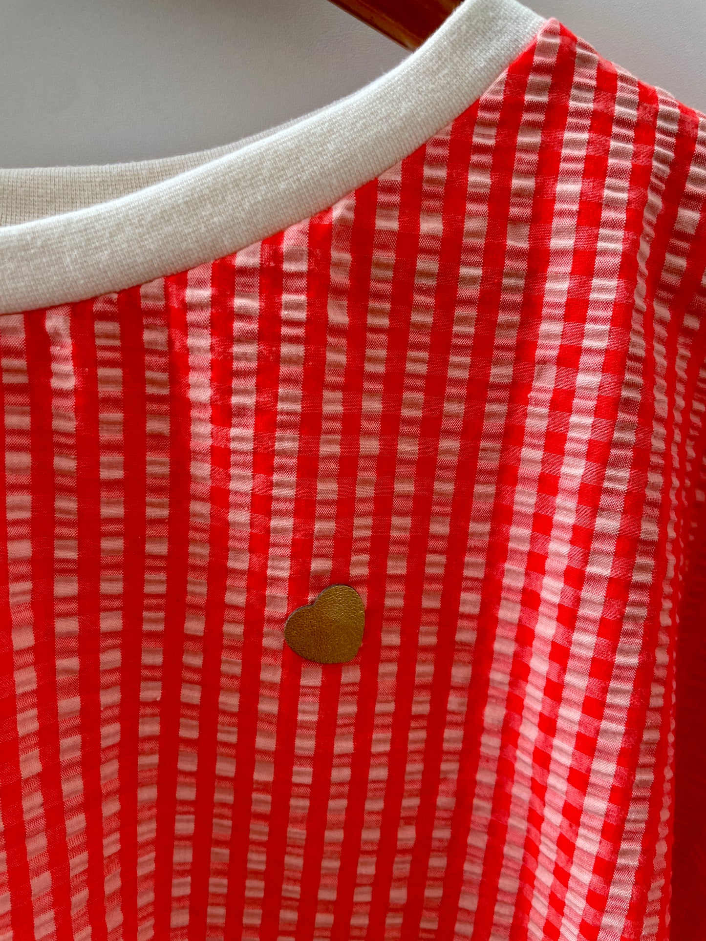 Blouse - vichy orange fluo et blanc - Style chic & décontracté