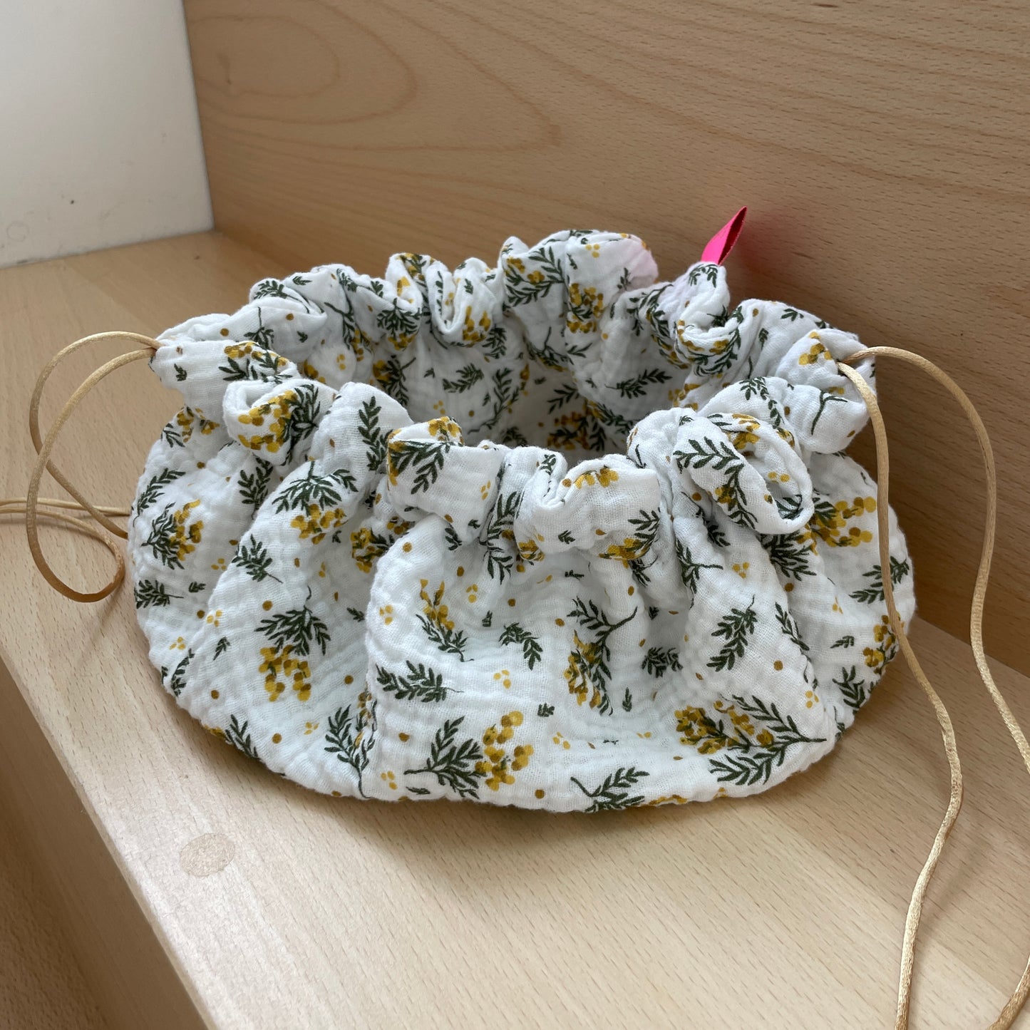 Trousse de Maquillage "Caro" en gaze de coton motif Mimosa