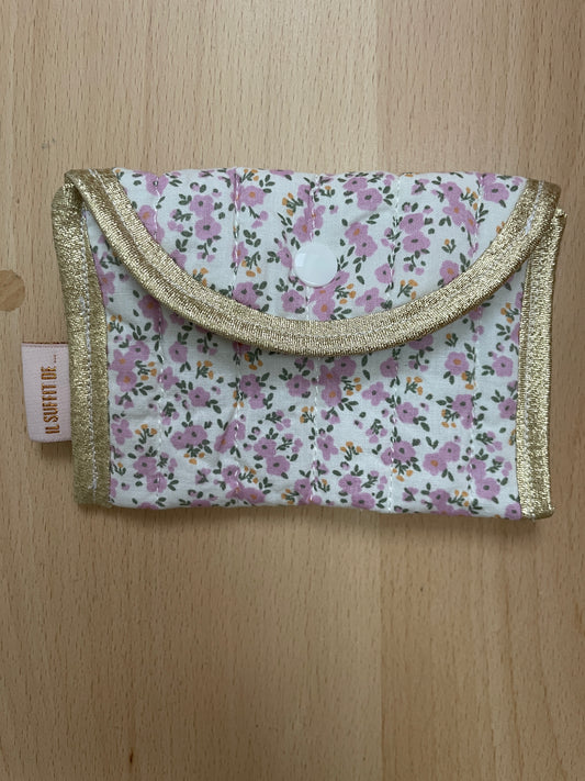 Porte-cartes « Claire » - Tissu Petites fleurs roses
