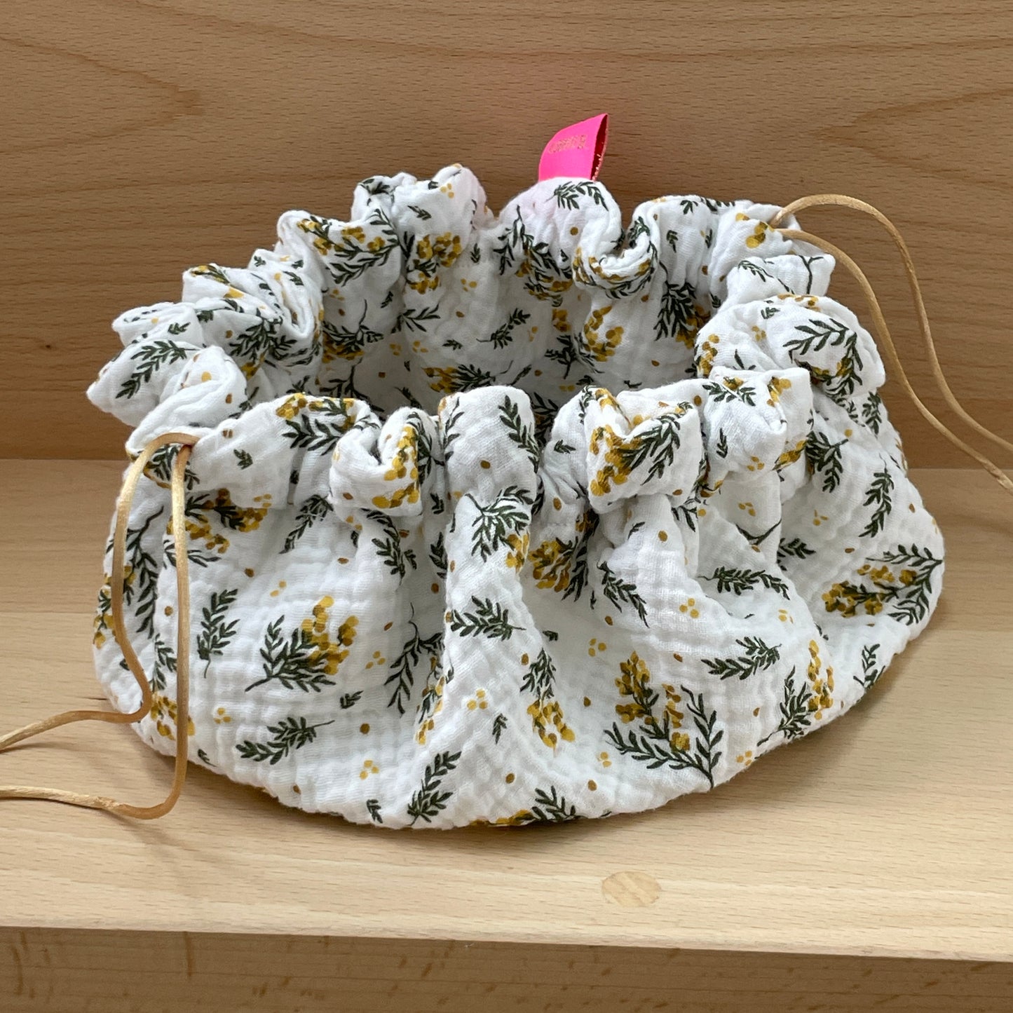 Trousse de Maquillage "Caro" en gaze de coton motif Mimosa