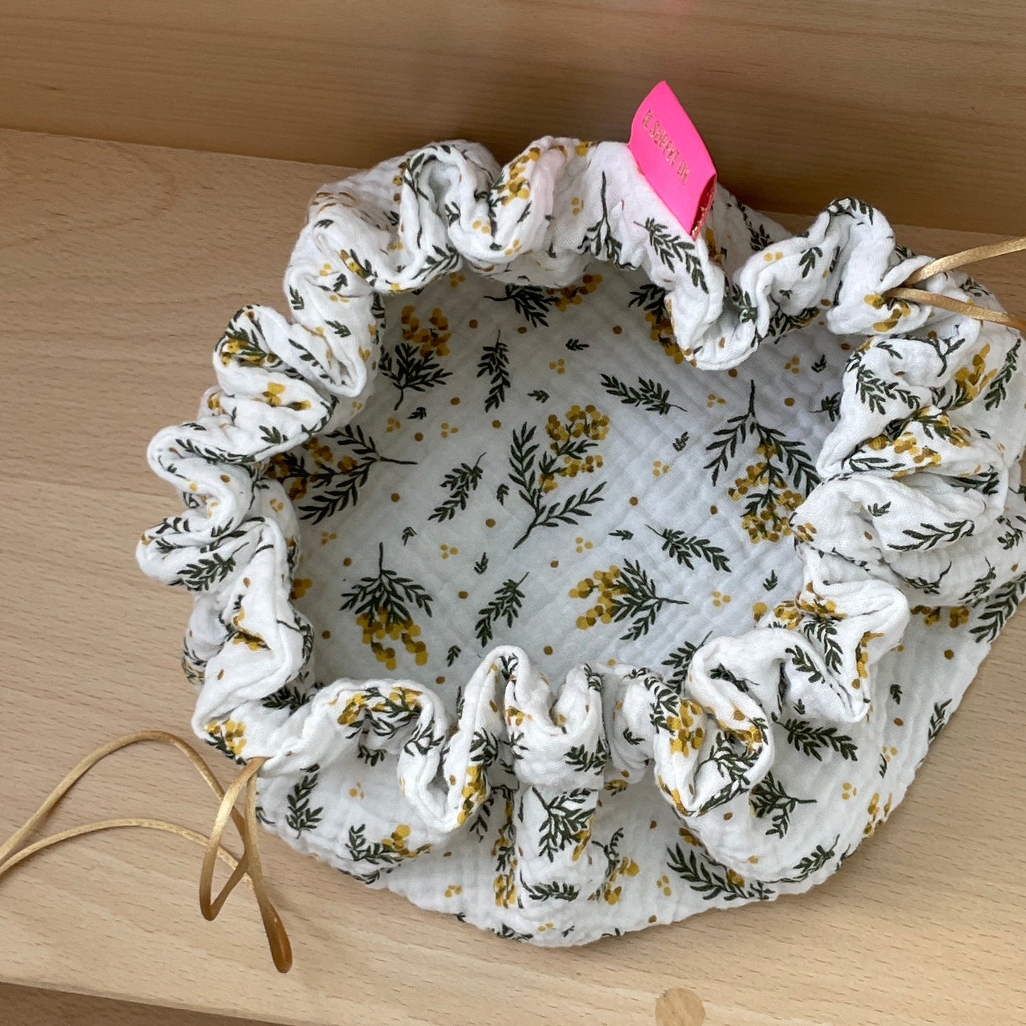 Trousse de Maquillage "Caro" en gaze de coton motif Mimosa