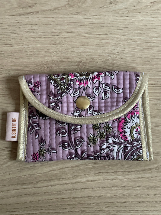 Porte-cartes « Claire » - Tissu indien mauve - violet
