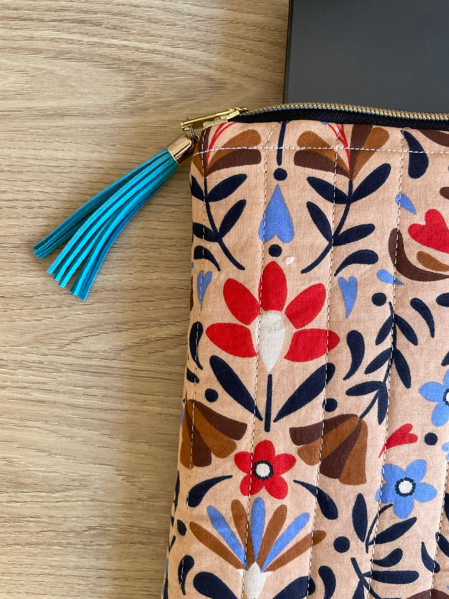 Housse ordinateur 3 pouces détail attache bleu turquoise