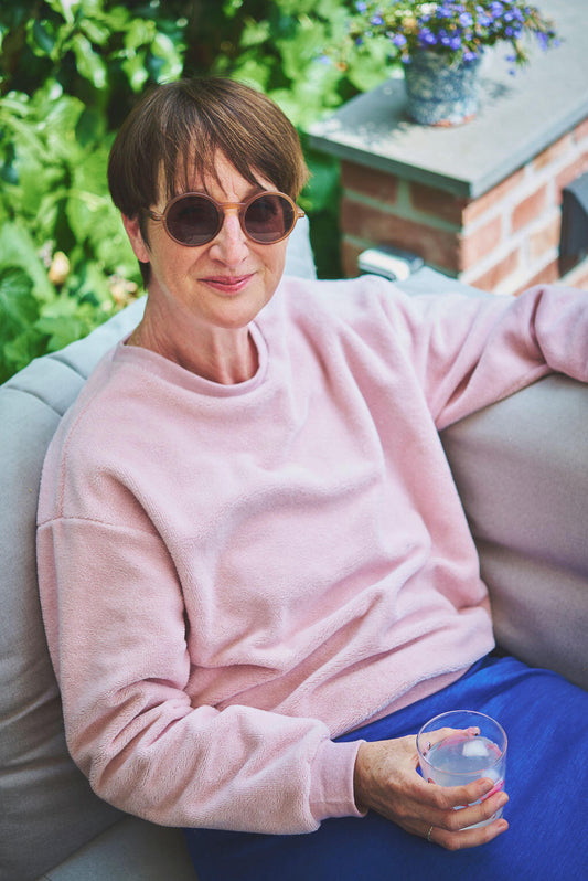 Sweat éponge bambou rose poudré - coupe loose - fait main Lille